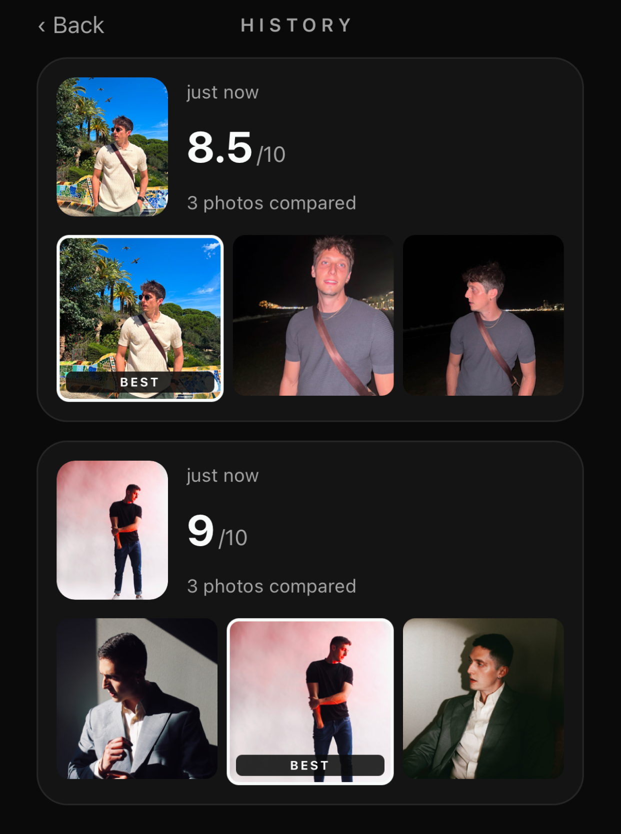 BestPic ranking a set of photos and picking the best one